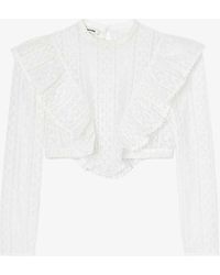 Sandro - Broderie-anglaise Cropped Woven Top - Lyst
