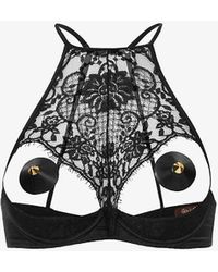 Coco De Mer - Hera Floral-embroidered Lace And Satin Underwired Bra - Lyst