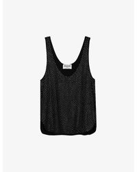 Zadig & Voltaire - Carys Diamanté-embellished Sleeveless Silk Top - Lyst