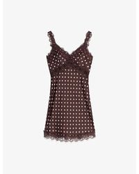 OMNES - Allie Star-Print Lace-Trim Satin Mini Dress - Lyst