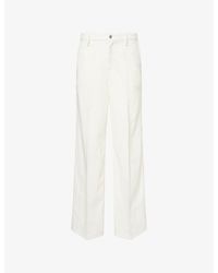 7 For All Mankind - Wide-Leg Cotton-Linen Trousers - Lyst