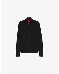 HUGO - Branded-Print Zip-Up Cotton-Knit Jacket - Lyst