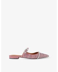 Kurt Geiger - Strass Buckle Woven Flat Mules - Lyst
