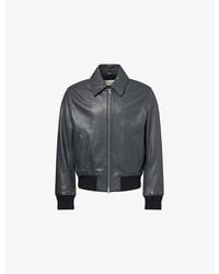 Ami Paris - Regular-Fit Spread-Collar Leather Jacket - Lyst