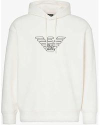 Emporio Armani - Logo-embroidered Relaxed-fit Stretch-cotton Blend Hoody - Lyst