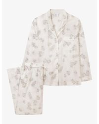 The White Company - Palm-print Regular-fit Cotton Pyjamas - Lyst