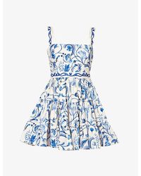 Agua Bendita - Lima Floral-print Cotton Mini Dress - Lyst