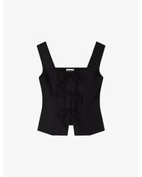 OMNES - Oprah Lace-Up Linen-Blend Top - Lyst