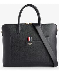 Thom Browne - Brand-tab Grained-leather Briefcase - Lyst