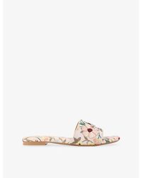 KG by Kurt Geiger - Rosetta Embroidered Flat Woven Sandals - Lyst