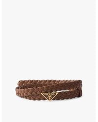 Prada - Branded-Buckle Braided Leather Belt - Lyst