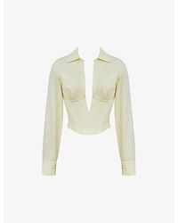 Mistress Rocks - Plunge-Neck Long-Sleeve Cotton-Blend Corset Shirt - Lyst