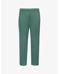 Pleats Please Issey Miyake - December Pleated Mid-rise Knitted Trousers - Lyst