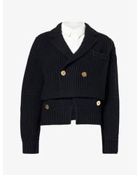 Sacai - Contrast-Layer Knitted Wool Jacket - Lyst