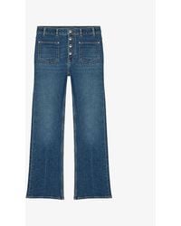 Maje - Button-down High-rise Flared-leg Stretch-denim Jeans - Lyst