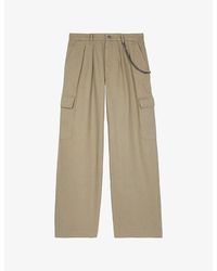 The Kooples - Chain-Embellished Cargo-Pocket Cotton Trousers - Lyst