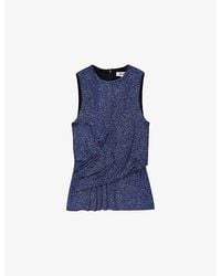 Ro&zo - Sparkle Drape-Front Stretch-Woven Top - Lyst