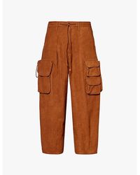 STORY mfg. - Bark Forager Patch-Pocket Wide-Leg Mid-Rise Organic-Cotton Trousers - Lyst