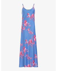 AllSaints - Bryony Iona Graphic-print Recycled-polyester Maxi Slip Dress - Lyst