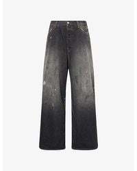 Acne Studios - Abstract-Print Wide-Leg Denim Jeans - Lyst
