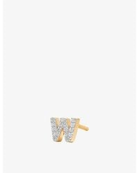 Missoma - Initial W Pave Initial 18Ct Vermeil And Cubic Zirconia Single Stud Earring - Lyst