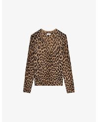 Zadig & Voltaire - Rivy V-Neck Leopard-Print Cashmere Jumper - Lyst