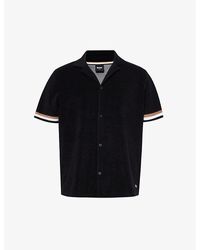 BOSS - Stripe-trim Relaxed-fit Terry Cotton-blend Shirt - Lyst