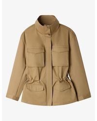 Sandro - High-Neck Elasticated-Waist Cotton Jacket - Lyst