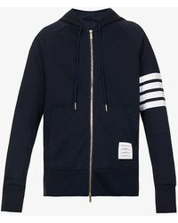 Thom Browne - Four-bar Zipped Cotton-jersey Hoody X - Lyst