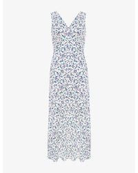 Ro&zo - Floral-Print V-Neck Woven Midi Dress - Lyst