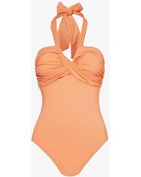 Seafolly - Collective Halterneck Bandeau Recycled-nylon Swimsuit - Lyst