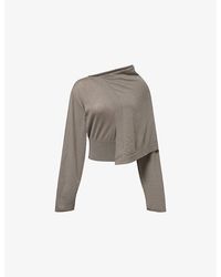 Rick Owens - Draped Scarf Long-Sleeve Wool Jumper - Lyst