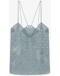 Zadig & Voltaire - Capela Lace-embroidered Silk Cami Top - Lyst