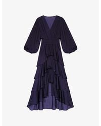 Maje - Ruffinella Smocked-Waist Ruffled Woven Maxi Dress - Lyst