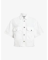 AllSaints - Tove Relaxed-fit Short-sleeve Cropped Cotton-blend Shirt - Lyst