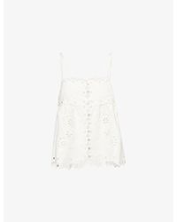 FARM Rio - Flowers Richelieu Embroidered Linen Top - Lyst