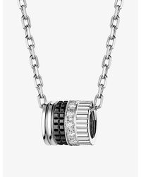 Boucheron - Quatre Edition 18Ct- Ceramic And 0.17Ct Diamond Pendant Necklace - Lyst