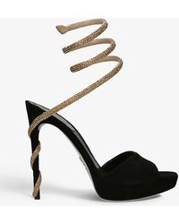 Rene Caovilla - Snake-strap Crystal-embellished Suede Heeled Sandals - Lyst