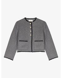 Maje - Contrast-Trim Double-Faced Wool-Blend Jacket - Lyst
