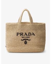 Prada - Logo-embroidered Crochet Tote Bag - Lyst