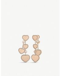 Chopard - X 007 Happy Hearts Golden Hearts 18Ct Rose- And 0.31Ct Diamond Earrings - Lyst