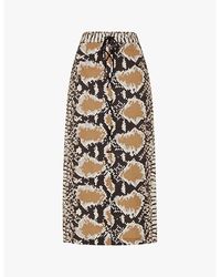 Whistles - Limited Edition Snake-Print High-Rise Cotton Midi Skirt - Lyst