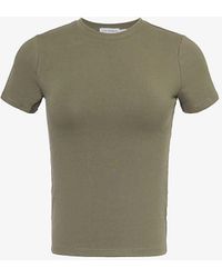 GOOD AMERICAN - Slim-fit Short-sleeve Cotton-blend Stretch-jersey T-shirt - Lyst