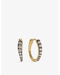 Monica Vinader - Riva Pavé Diamond Blackened Small 18Ct Vermeil And 0.29Ct Lab Grown Diamond Hoop Earrings - Lyst