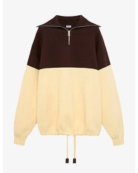 Loewe - Colour-Block Half-Zip Cotton-Blend Jumper - Lyst