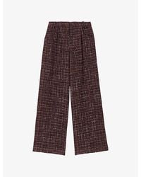 Maje - Sequin-Embellished Wide-Leg Tweed Trousers - Lyst