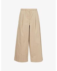 Weekend by Maxmara - Drawstring Wide-Leg Cotton Trousers - Lyst