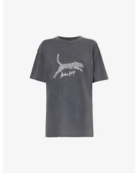 Anine Bing - Leopard Brand-print Organic-cotton Jersey T-shirt - Lyst