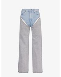 Y. Project - Contrast-panel Straight-leg Organic-denim Jeans - Lyst