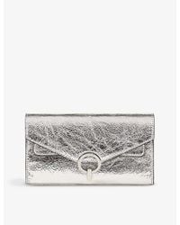 Sandro - Yza Pocket Metallic Leather Clutch Bag - Lyst